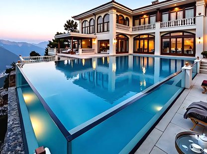 Outdoor acrylic transparent swimming pool for luxury homes